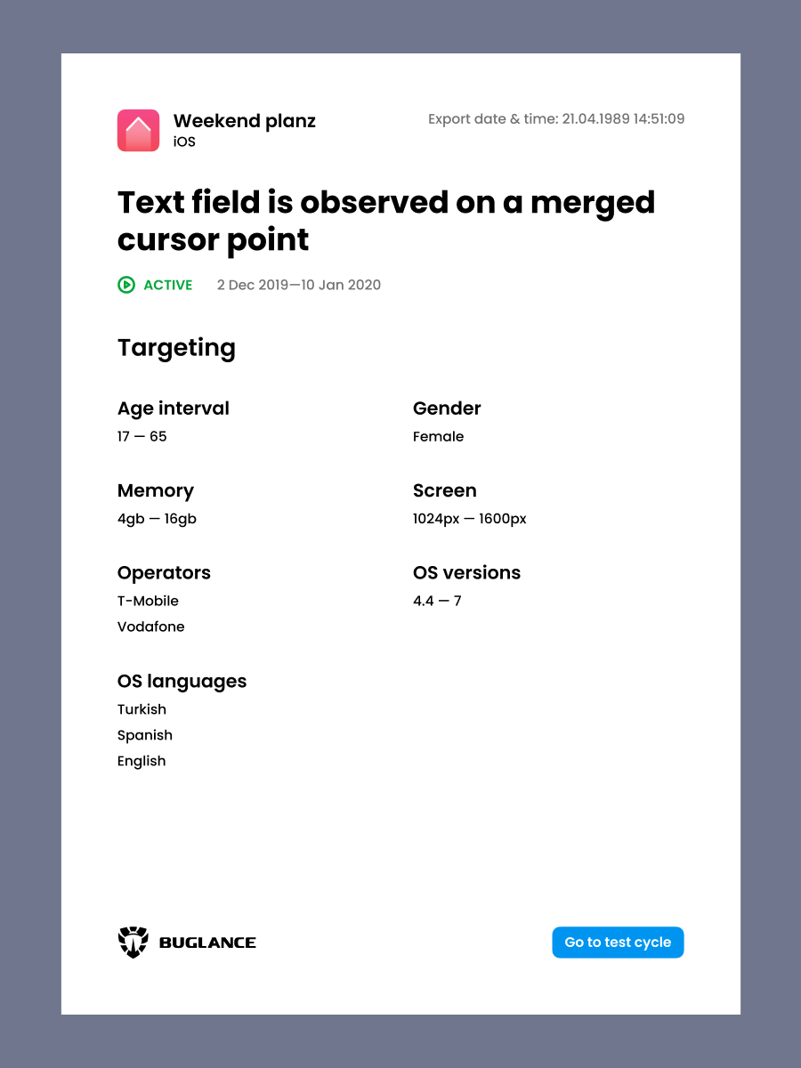 BuglancePDFExport