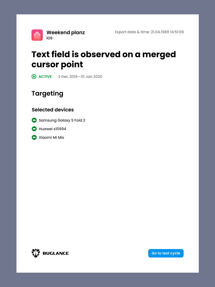 BuglancePDFExport