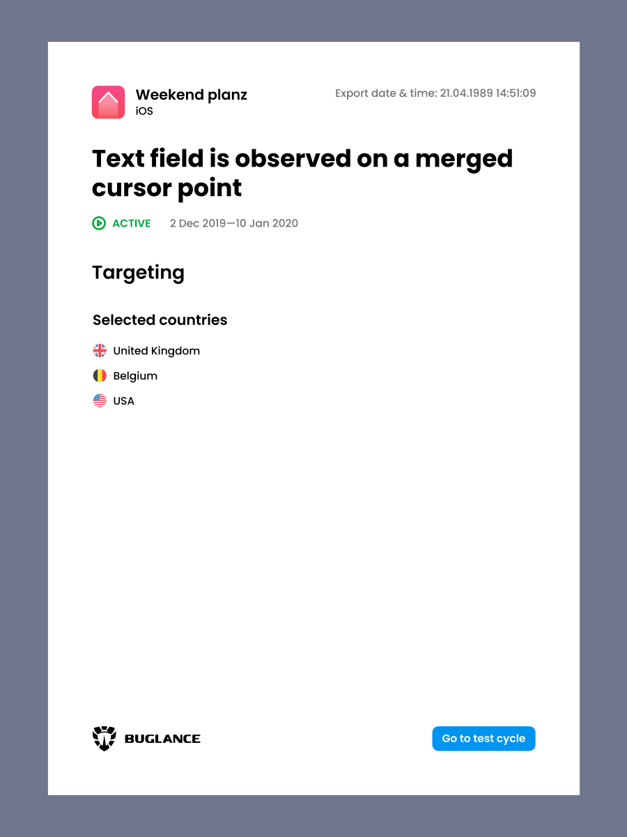 BuglancePDFExport