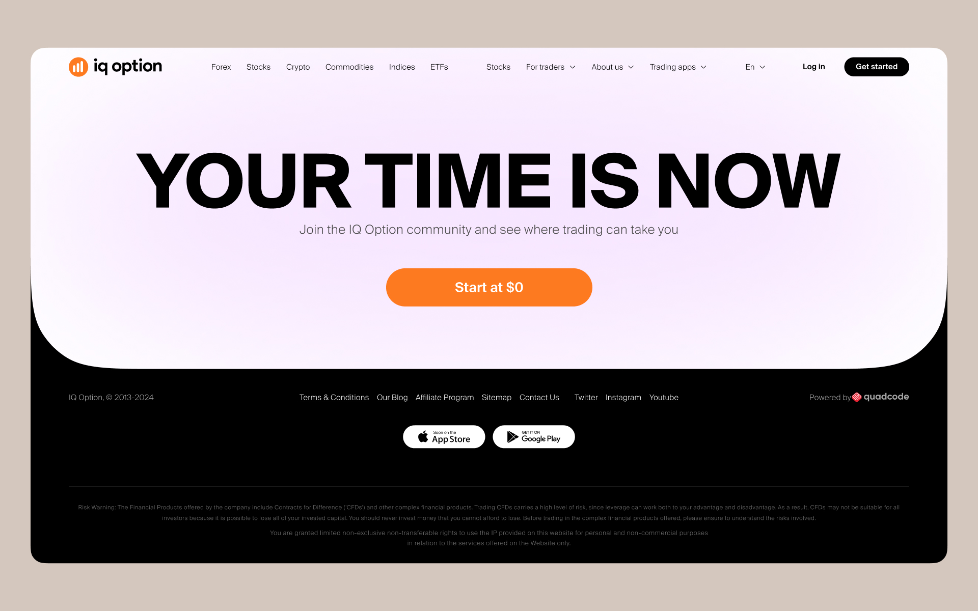 IQ Option website in its new visual identity